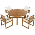 5 Piece Outdoor Patio Dining Set With 4 Armchairs And Table - Beige - Furniture Home Direct