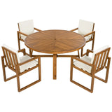5 Piece Outdoor Patio Dining Set With 4 Armchairs And Table - Beige - Furniture Home Direct