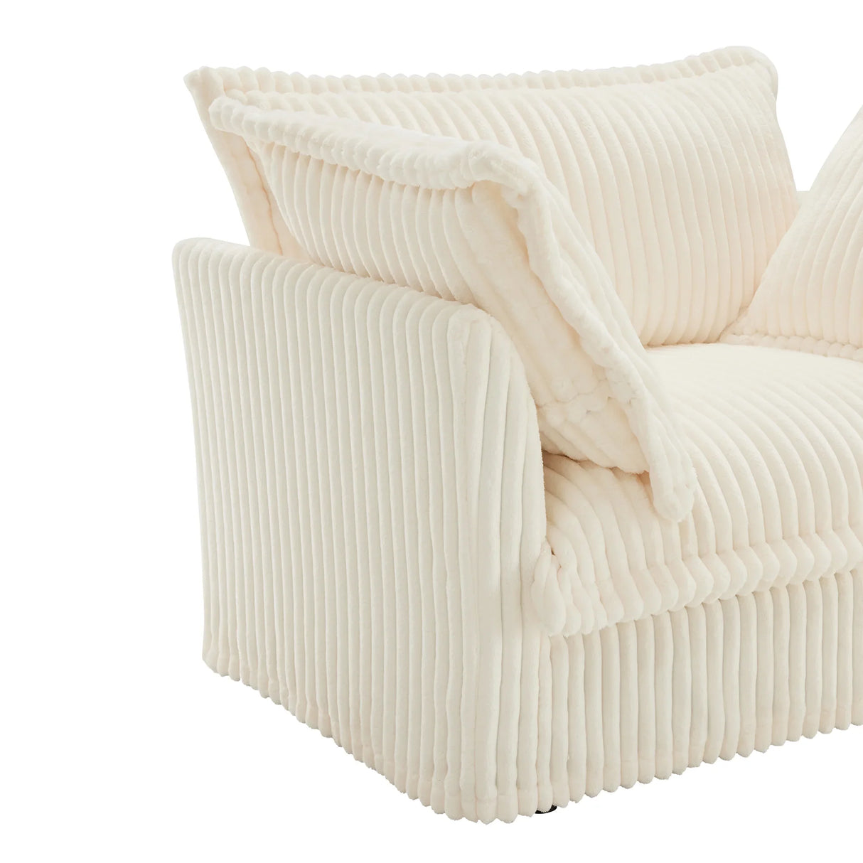 Sectional Sofa Corduroy U Shaped Plush Upholstered Cream - Furniture Home Direct