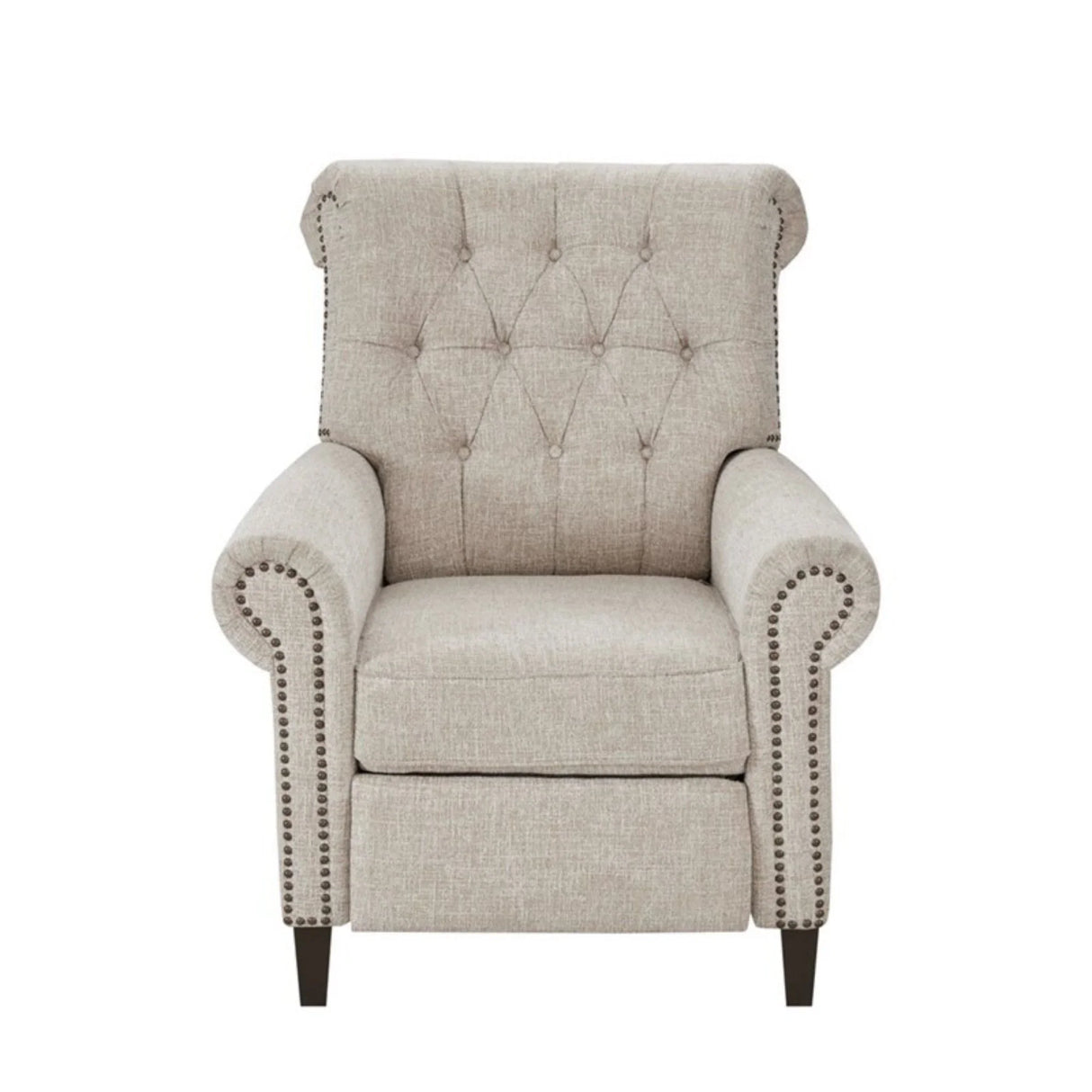 Aidan - Push Back Recliner Chair With Tufted Back And Nailhead Trim - Cream - Furniture Home Direct