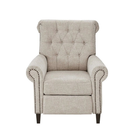 Aidan - Push Back Recliner Chair With Tufted Back And Nailhead Trim - Cream - Furniture Home Direct
