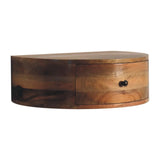 Large Wall Mounted Rounded Bedside Table - Beige - Furniture Home Direct