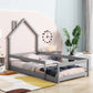 Wood Bed With House Shaped Headboard Floor Bed With Fences - Furniture Home Direct