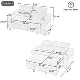 Pull-Out Sofa Bed Convertible Couch With Adjustable Backrest For Living Room - Furniture Home Direct