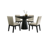 Jasper - Contemporary Round Dining Table With Black Finish Chairs - Furniture Home Direct