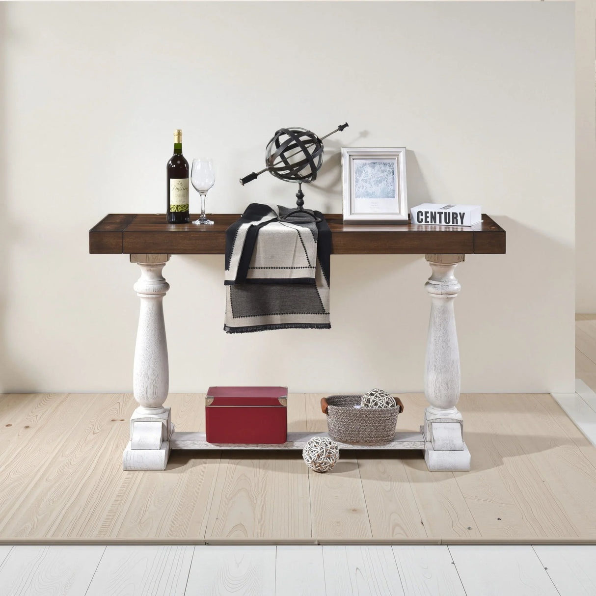 Farmhouse Retro Design Pedestal Sofa Tabe - Furniture Home Direct