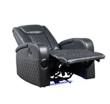 Alair - Leather Aire Power Motion Recliner With Bluetooth, Wireless Charger Cupholder - Dark Gray - Furniture Home Direct