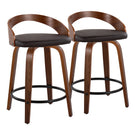 Grotto - Mid-Century Modern Fixed Height Counter Stool & Swivel With Round Footrest (Set of 2) - Furniture Home Direct
