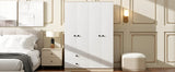 Wardrobe With Drawers And Hanging Rod Solid Wood White - Furniture Home Direct