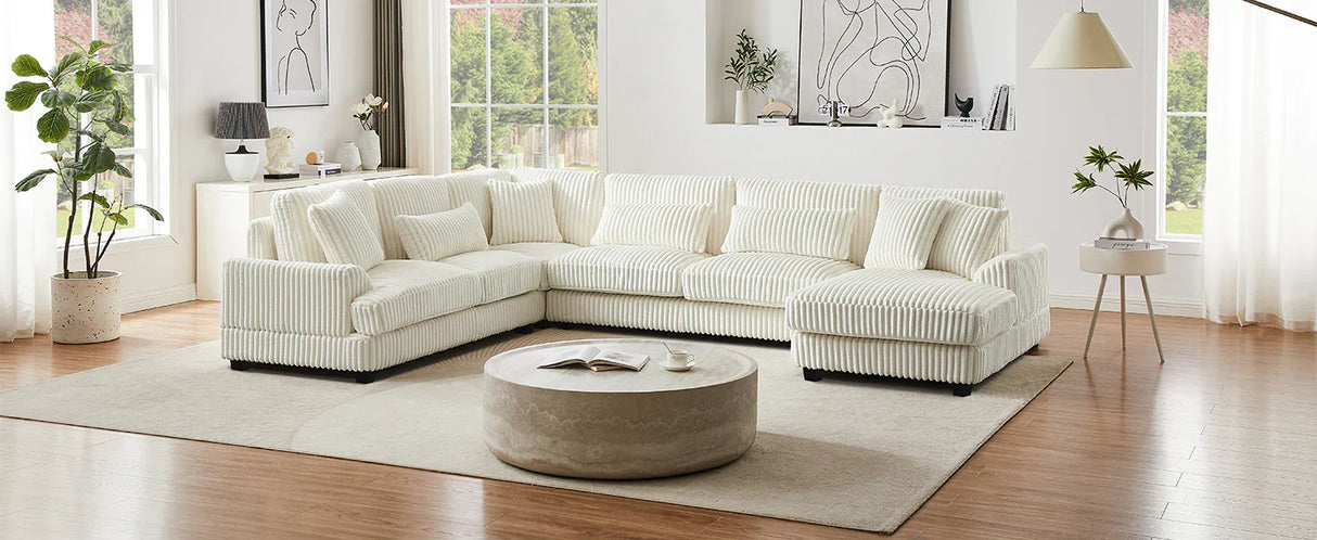 Sectional Sofa U Shaped Oversized With Chaise Beige - Furniture Home Direct