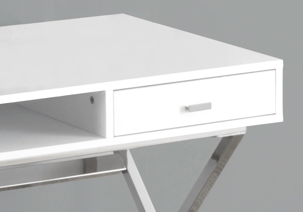 Computer Desk For Home Office, Laptop, Storage Drawers, Glossy Contemporary & Modern - Furniture Home Direct