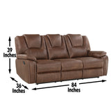 Reclining Sofa Faux Leather Manual Recline Comfort Brown - Furniture Home Direct