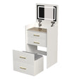 Compact 3 In 1 Vanity Desk With Open Top Mirror, Glass Desktop, 5 Height - White - Furniture Home Direct