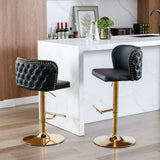 Counter Height Bar Stools Tufted PU Leather Swivel Black - Furniture Home Direct