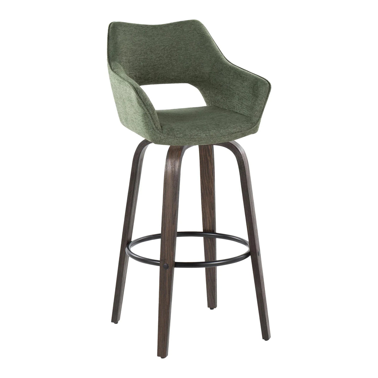 Mustang - Contemporary Fixed Height Barstool With Swivel With Round Footrest (Set of 2) - Furniture Home Direct