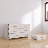 Large 6 Drawers Chest Of Drawer Dressers Table With Golden Handle - Furniture Home Direct