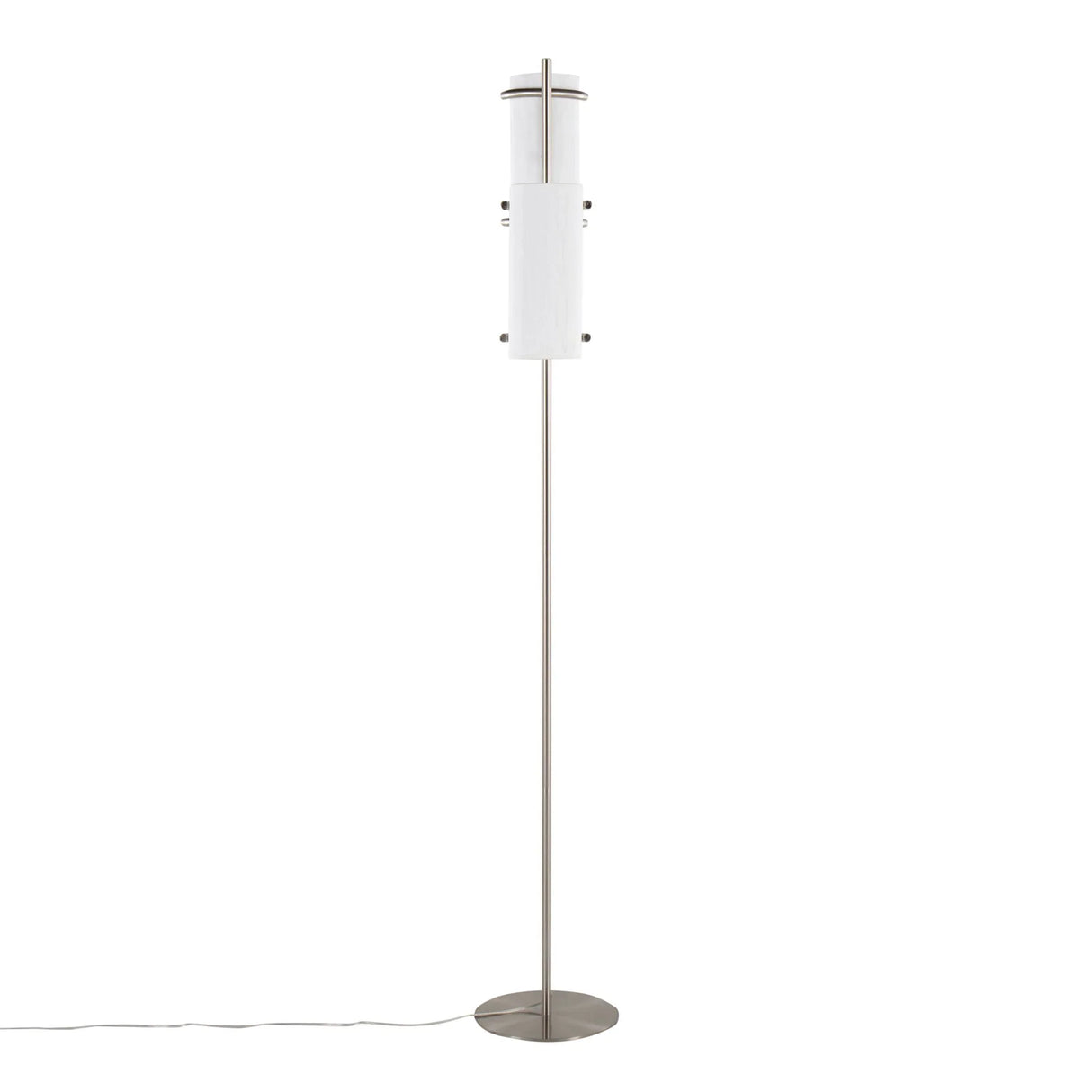 Rhonda - Contemporary / Glam Floor Lamp - Nickel / White - Furniture Home Direct