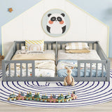 Double Floor Bed With Fence, Guardrails, Without Door - Furniture Home Direct