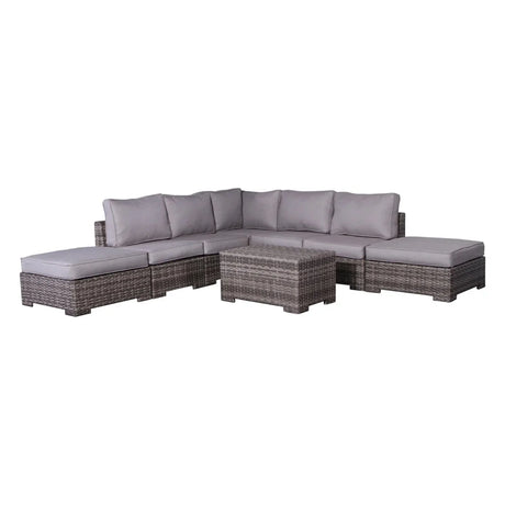 Outdoor 6 Person Wicker Seating Group With Cushions - Gray Mix - Furniture Home Direct