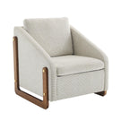 Modern Chenille Upholstered Armchair With Wooden Side Frame - Furniture Home Direct