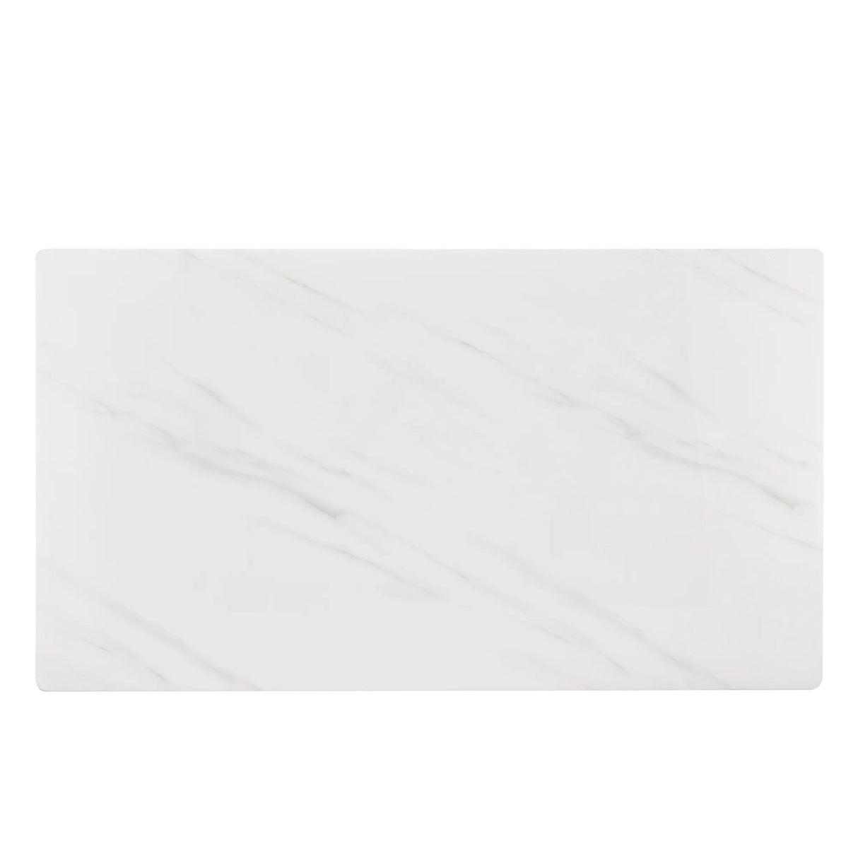 Dining Table Modern Faux Marble Top Chrome Base White - Furniture Home Direct
