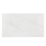 Dining Table Modern Faux Marble Top Chrome Base White - Furniture Home Direct