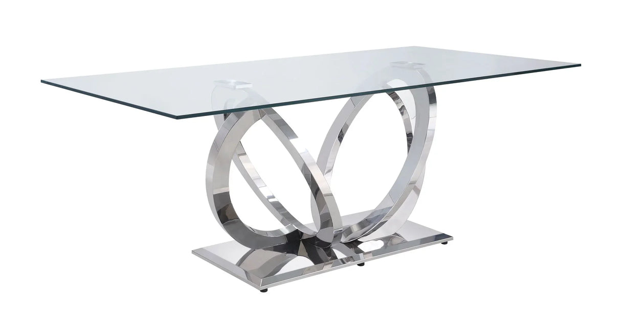 Finley - Clear Glass Top Mirrored Dining Table - Silver - Furniture Home Direct