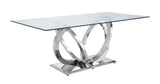 Finley - Clear Glass Top Mirrored Dining Table - Silver - Furniture Home Direct