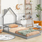Twin House-Shaped Headboard Floor Bed With Handrails, Slats - Furniture Home Direct