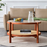 Modern Style Circular Double Layer Tea Table With Rattan Weave - Furniture Home Direct