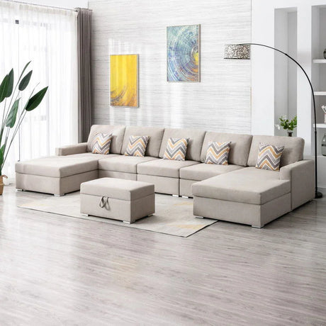 Nolan - Fabric 6 Piece Sectional Sofa With Pillows And Interchangeable Legs - Furniture Home Direct