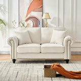 2 Seater Sofa With Rolled Arms, Tufted Upholstered Couch - Furniture Home Direct