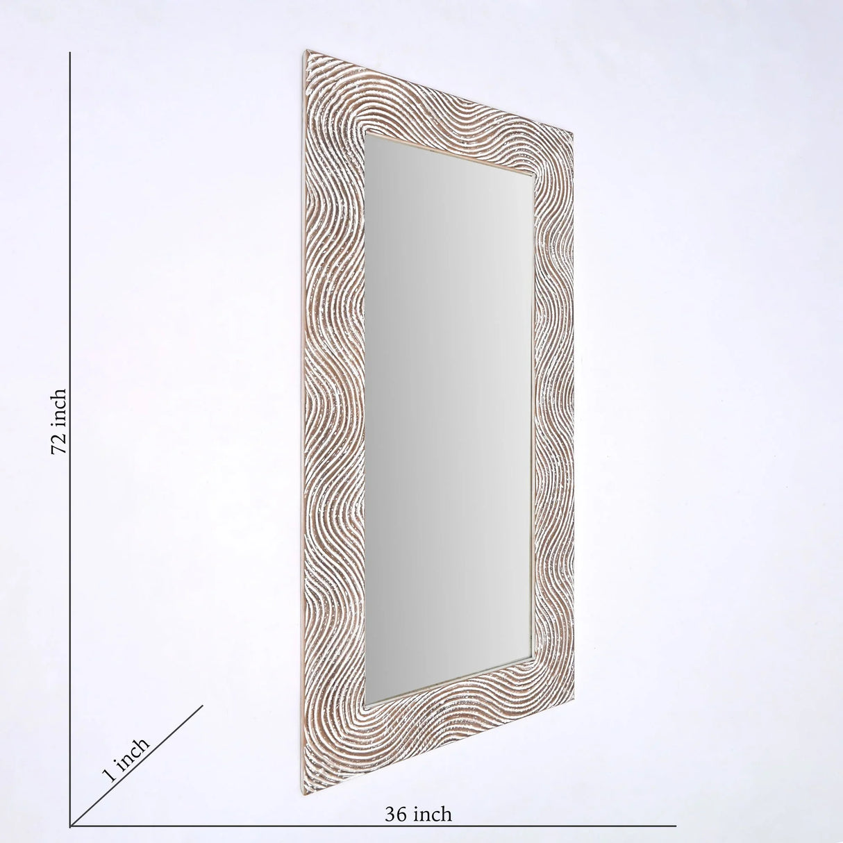 Handcarved Rectangle Mirror Accent With 3mm Glass - Antique White - Furniture Home Direct