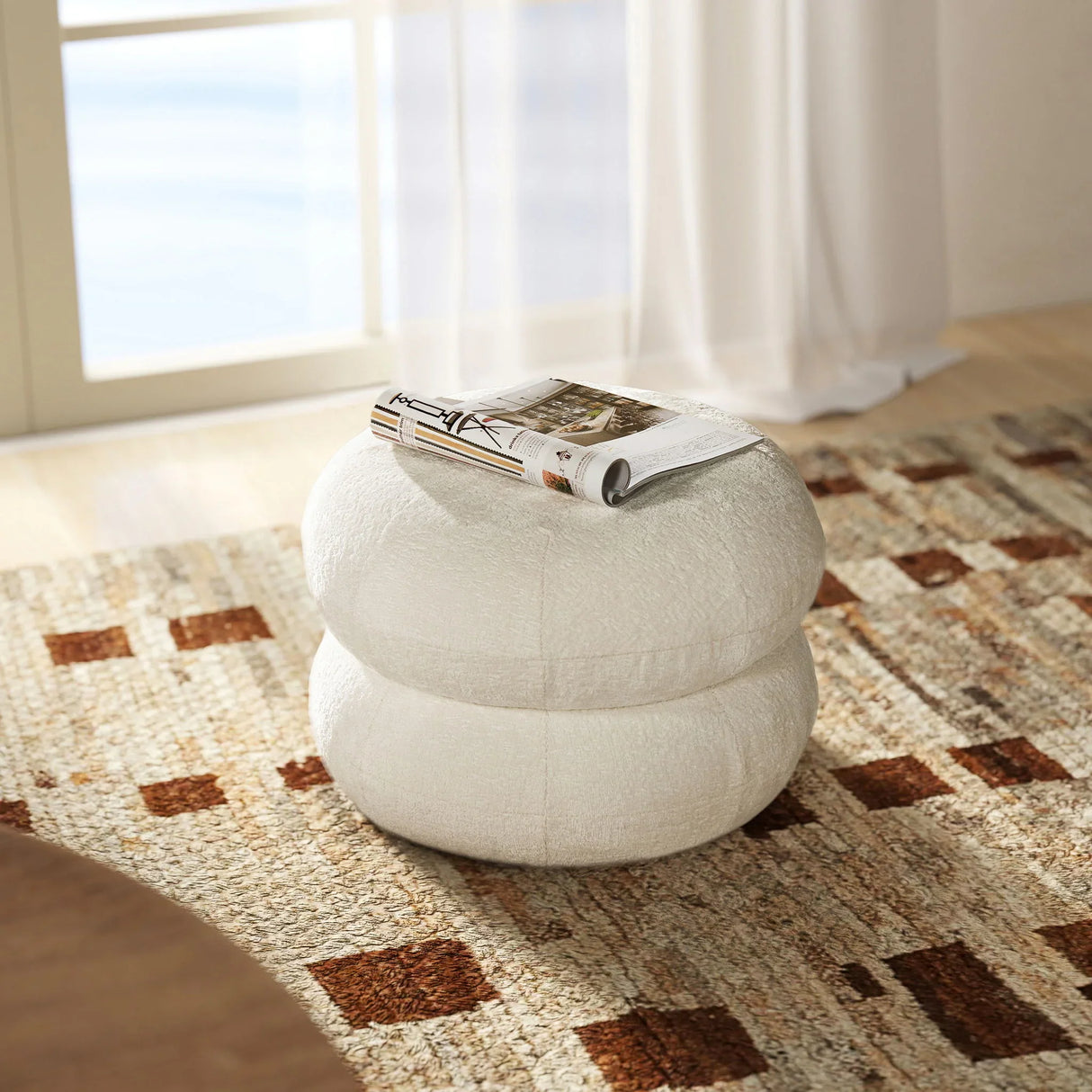 Nest - Low Round Upholstered Ottoman - Furniture Home Direct