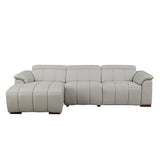 Genuine Leather Power Reclining Sectional - Light Gray - Furniture Home Direct