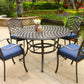 Round 49" Long Aluminum Dining Set With Cushions - Furniture Home Direct