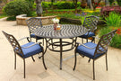Round 49" Long Aluminum Dining Set With Cushions - Furniture Home Direct