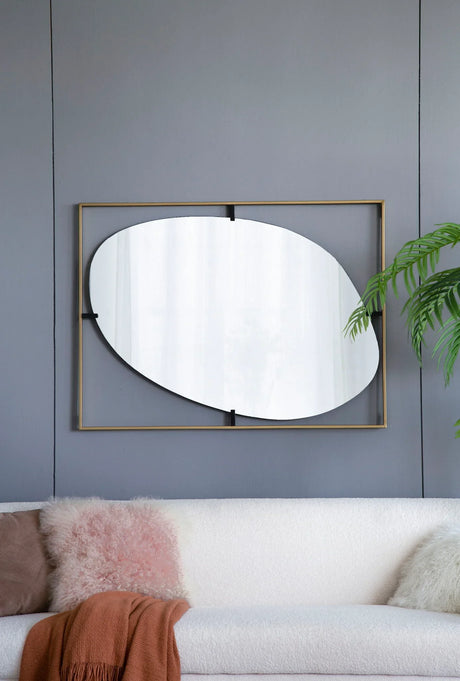 Poppy Mirror With Metal Frame Contemporary Design For Bathroom, Entryway Wall Decor - Furniture Home Direct