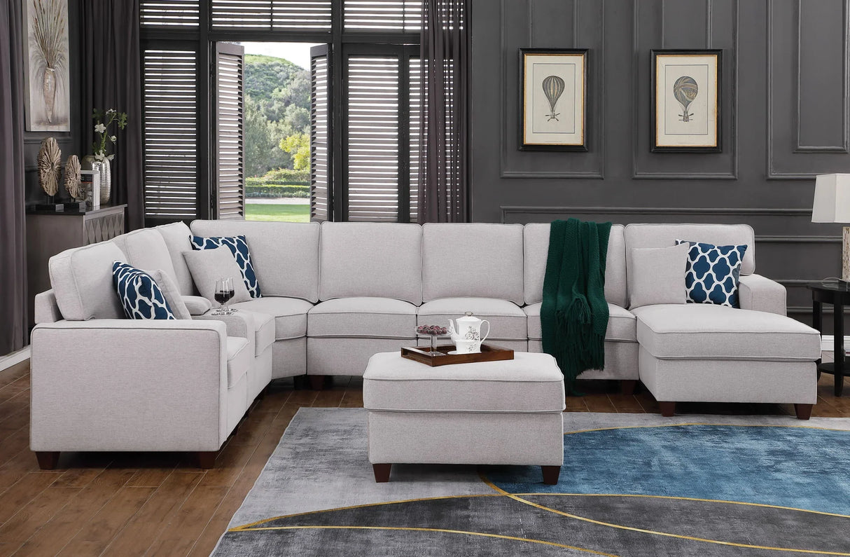 Eric - 9 Piece Upholstered Sectional With Ottoman - Furniture Home Direct