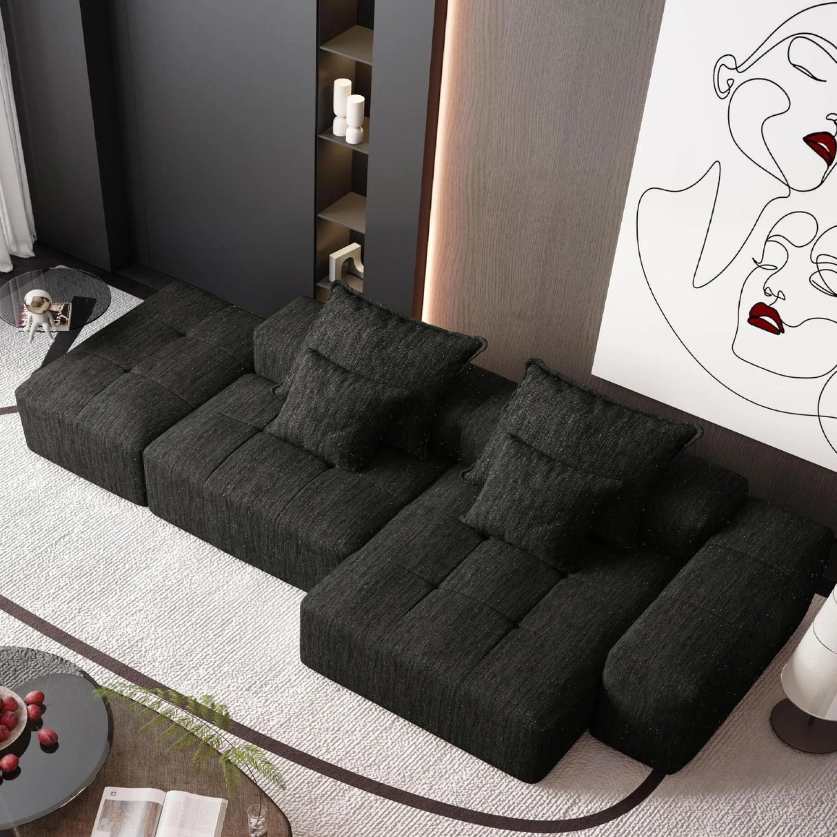 Modern Oversized Diy Combination Modular Sectional Sofa With Pillows - Furniture Home Direct