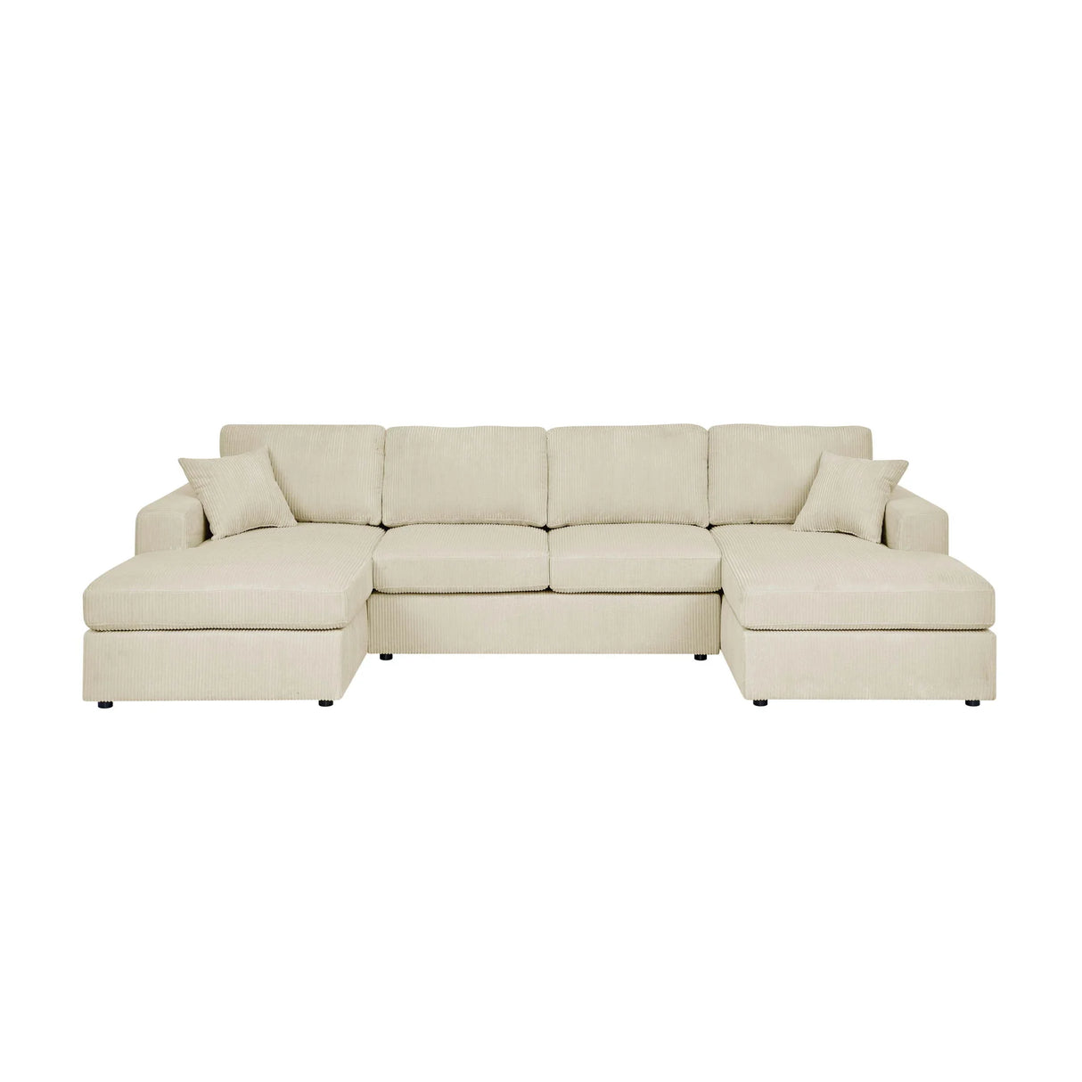 3 Piece Corduroy Double Chaise Sectional Sofa - Furniture Home Direct