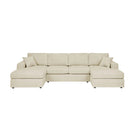 3 Piece Corduroy Double Chaise Sectional Sofa - Furniture Home Direct