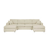 3 Piece Corduroy Double Chaise Sectional Sofa - Furniture Home Direct