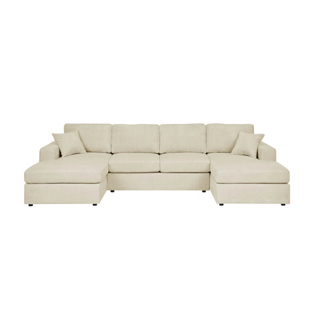 3 Piece Corduroy Double Chaise Sectional Sofa - Furniture Home Direct