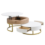 Nesting Coffee Tables Lift Top With 2 Drawers White Natural - Furniture Home Direct