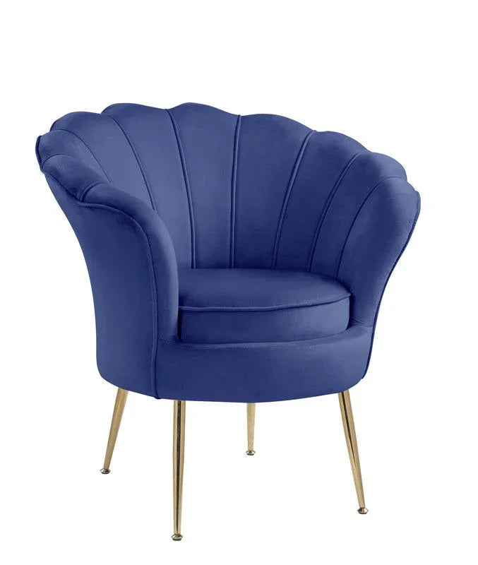 Angelina - Velvet Scalloped Back Barrel Accent Chair With Metal Legs - Furniture Home Direct