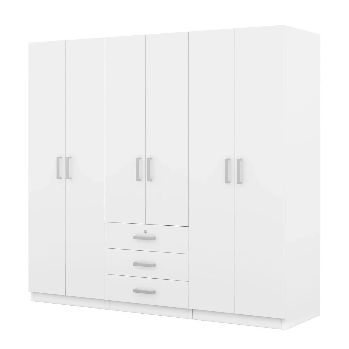 6 Doors Wardrobe Storage For Bedroom, With Big Drawers - Furniture Home Direct