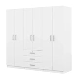 6 Doors Wardrobe Storage For Bedroom, With Big Drawers - Furniture Home Direct