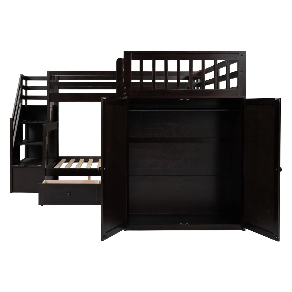 L Shaped Bunk Bed With 3 Drawers, Portable Desk And Wardrobe - Furniture Home Direct