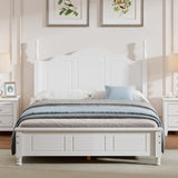 Platform Bed Full Size Wood Slat Support Headboard White - Furniture Home Direct